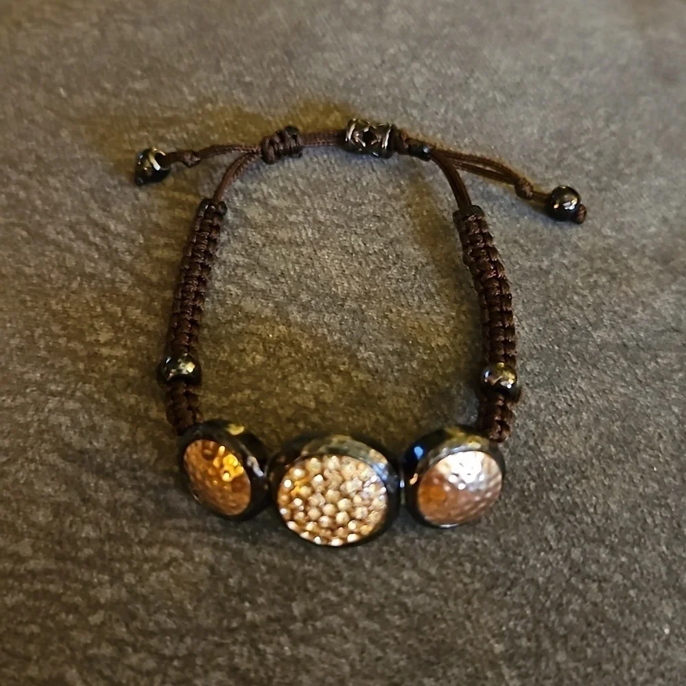 Copper Bronze Circles Macrame Bracelet